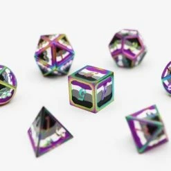 Other Dice For All 7pc Metal RPG Dice Set - Asexual Pride Flag With Rainbow Metal
