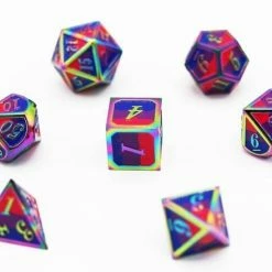 Other Dice For All 7pc Metal RPG Dice Set - Bisexual Pride Flag With Rainbow Metal