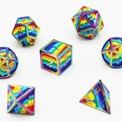 Other Dice For All 7pc Metal RPG Dice Set - Rainbow Pride Flag With Rainbow Metal
