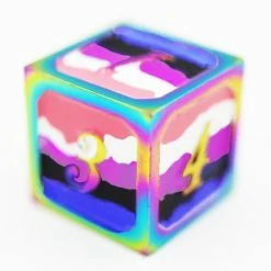 Other Dice For All Single Metal D6 - Genderfluid Pride Flag With Rainbow Metal