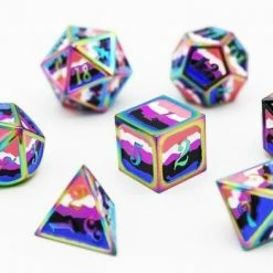 Other Dice For All 7pc Metal RPG Dice Set - Gender Fluid Pride Flag With Rainbow Metal