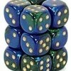 Other Dice Chessex 16mm Gemini Blue Green/Gold 12ct D6 Set (26636)