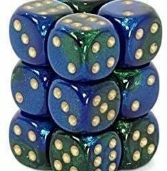 Other Dice Chessex 16mm Gemini Blue Green/Gold 12ct D6 Set (26636)