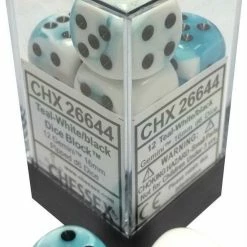 Other Chessex 16mm Gemini Teal White/Black 12ct D6 Set (26644)