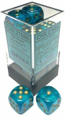 Other Chessex 16mm Borealis Teal/Gold 12ct D6 Set (27686)
