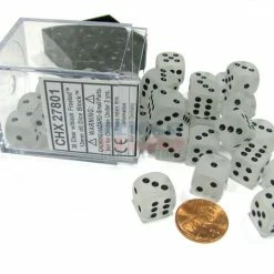 Other Chessex 12mm Frosted Clear/Black 36ct D6 Set (27801) Dice