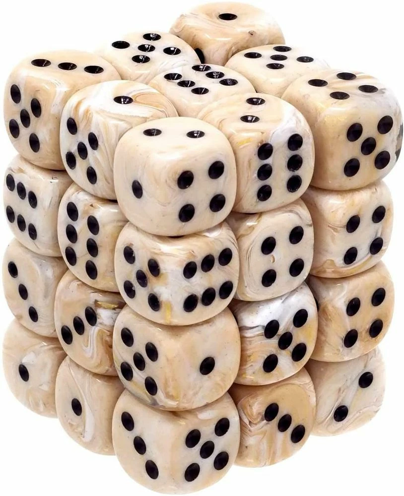 Other Chessex 12mm Marble Ivory/Black 36ct D6 Set (27802)