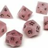 Other Rose Quartz Semi-Precious Gemstone 7ct Polyhedral Dice Set With Signature Font