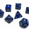 Other Lapis Semi-Precious Gemstone 7ct Polyhedral Dice Set With Silver Signature Font