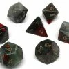 Other African Bloodstone Semi-Precious Gemstone 7ct Polyhedral Dice Set With Elvenkind Font