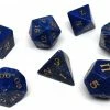 Other Lapis Semi-Precious Gemstone 7ct Polyhedral Dice Set With Gold Signature Font