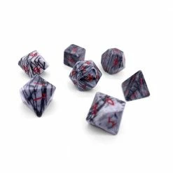 Other Black Network Agate Semi-Precious Gemstone 7ct Polyhedral Dice Set