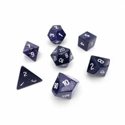 Other Blue Sandstone Semi-Precious Gemstone 7ct Polyhedral Dice Set
