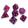 Other Pink Striped Agate Semi-Precious Gemstone 7ct Polyhedral Dice Set