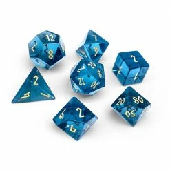 Other Gemstone Dice Zircon Glass Polyhedral Dice Set Aquamarine