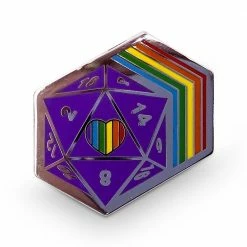 Other Dice Pins: Retro Rainbow D20