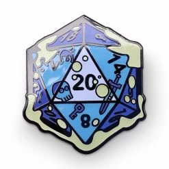 Other Dice Pins: Gelatinous D20 Blue