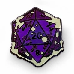 Other Dice Pins: Gelatinous D20 Purple