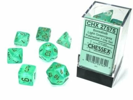 Other Chessex Borealis Luminary Light Green/Gold 7ct Polyhedral Set (27575)