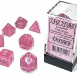 Other Dice Chessex Borealis Luminary Pink/Silver 7ct Polyhedral Set (27584)