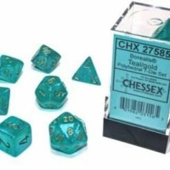 Other Chessex Borealis Luminary Teal/Gold 7ct Polyhedral Set (27585) Dice