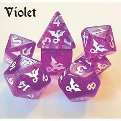 Common Ground Games Black Oak Workshop Glitterwing Violet 7ct Polyhedral Dice Set