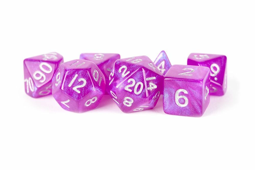 Common Ground Games Metallic Dice Games 7ct Polyhedral Dice Set Stardust Purple W/ Silver