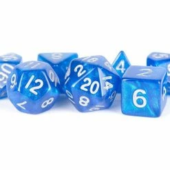 Common Ground Games Metallic Dice Games 7ct Polyhedral Dice Set Stardust Blue W/ Silver