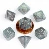 Common Ground Games Metallic Dice Games 7ct 10mm Mini Polyhedral Dice Set Stardust Gray W/ Silver