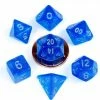 Common Ground Games Metallic Dice Games 7ct 10mm Mini Polyhedral Dice Set Stardust Blue W/ Silver