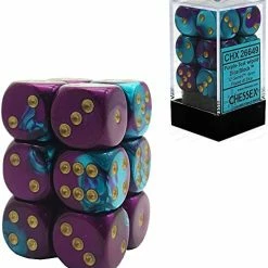 Other Chessex 16mm Gemini Purple Teal/Gold 12ct D6 Set (26649)