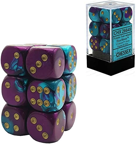 Other Chessex 16mm Gemini Purple Teal/Gold 12ct D6 Set (26649)