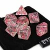 Common Ground Games Easy Roller 7ct Polyhedral Dice Set Translucent Starburst With Pink