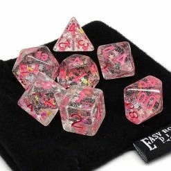 Common Ground Games Easy Roller 7ct Polyhedral Dice Set Translucent Starburst With Pink