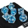Common Ground Games Easy Roller 7ct Polyhedral Dice Set Transparent Blue Butterfly W/ White Ink
