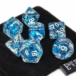 Common Ground Games Easy Roller 7ct Polyhedral Dice Set Transparent Blue Butterfly W/ White Ink