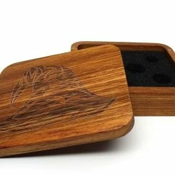 Common Ground Games Easy Roller Wooden Dice Case - Zebrawood With Wizard Hat