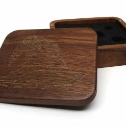Common Ground Games Easy Roller Wooden Dice Case - Black Walnut With Wizard Hat