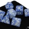 Common Ground Games Easy Roller 7ct Polyhedral Dice Set Blue Color Spray With White