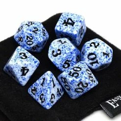 Common Ground Games Easy Roller 7ct Polyhedral Dice Set Blue Color Spray With Black