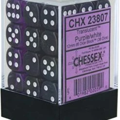 Other Dice Chessex 12mm Translucent Purple/White 36ct D6 Set (23807)