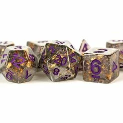 Other Metallic Dice Games Gray Gold Foil/Purple 7ct Polyhedral Dice Set