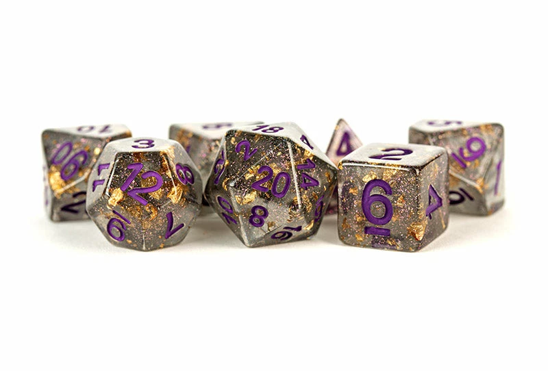 Other Metallic Dice Games Gray Gold Foil/Purple 7ct Polyhedral Dice Set