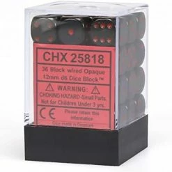 Other Chessex 12mm Opaque Black/Red 36ct D6 Set (25818)