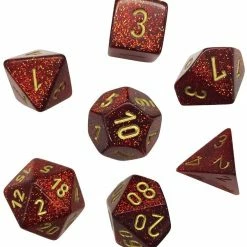 Other Chessex Glitter Ruby/Gold 7ct Polyhedral Set (27504) Dice