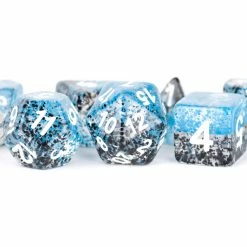 Other Metallic Dice Games Particle Blue-Black/White 7ct Polyhedral Dice Set