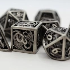 Common Ground Games Hollow Dragon 7ct Dice Set - Silver