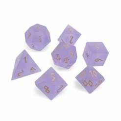 Common Ground Games Norse Foundry Gemstone 7ct Polyhedral Dice Set Raised Frosted Amethyst W/ Gold Font