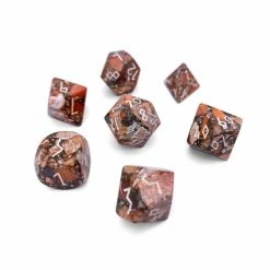 Common Ground Games Norse Foundry Gemstone 7ct Polyhedral Dice Set Bronzite Orange