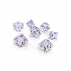 Common Ground Games Norse Foundry Gemstone 7ct Polyhedral Dice Set Clear Crystal W/ Gold Font